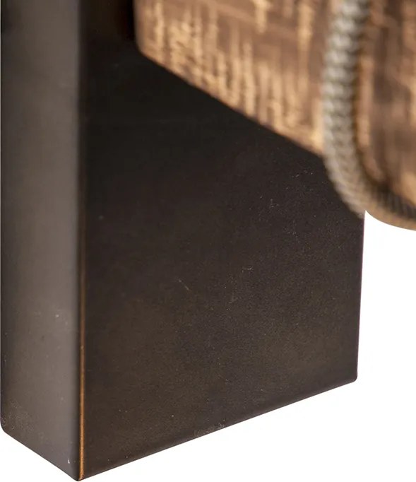 Inteligentny industrialny kinkiet czarny z drewnem z WiFi G95 - Gallow