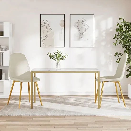 Komplet 2 kremowych welurowych krzeseł M5-H53