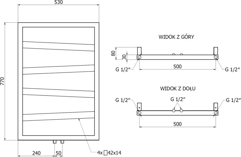 Mexen Zoom grzejnik łazienkowy dekoracyjny 770 x 530 mm, 275 W, czarny - W130-0770-530-00-70