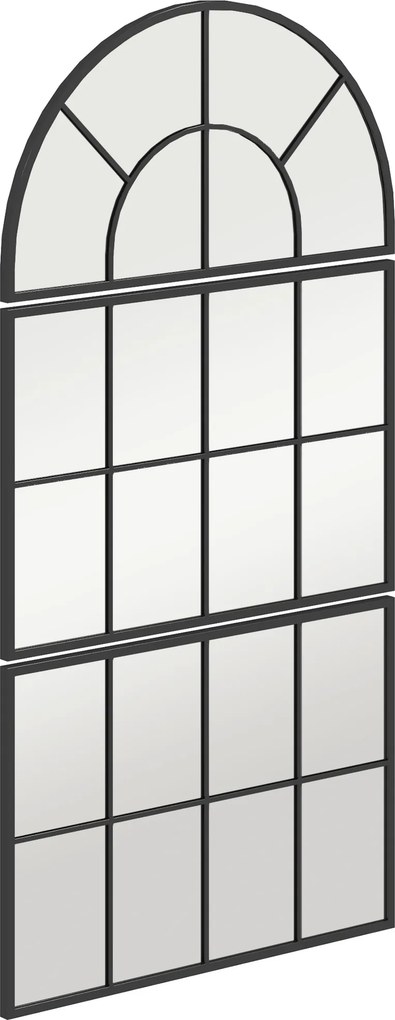 HOMCOM Lustrzany Panel ścienny, Lustra Okienne, Trzyczęściowe, z Metalową Ramą, 76 x 53 cm, Czarny