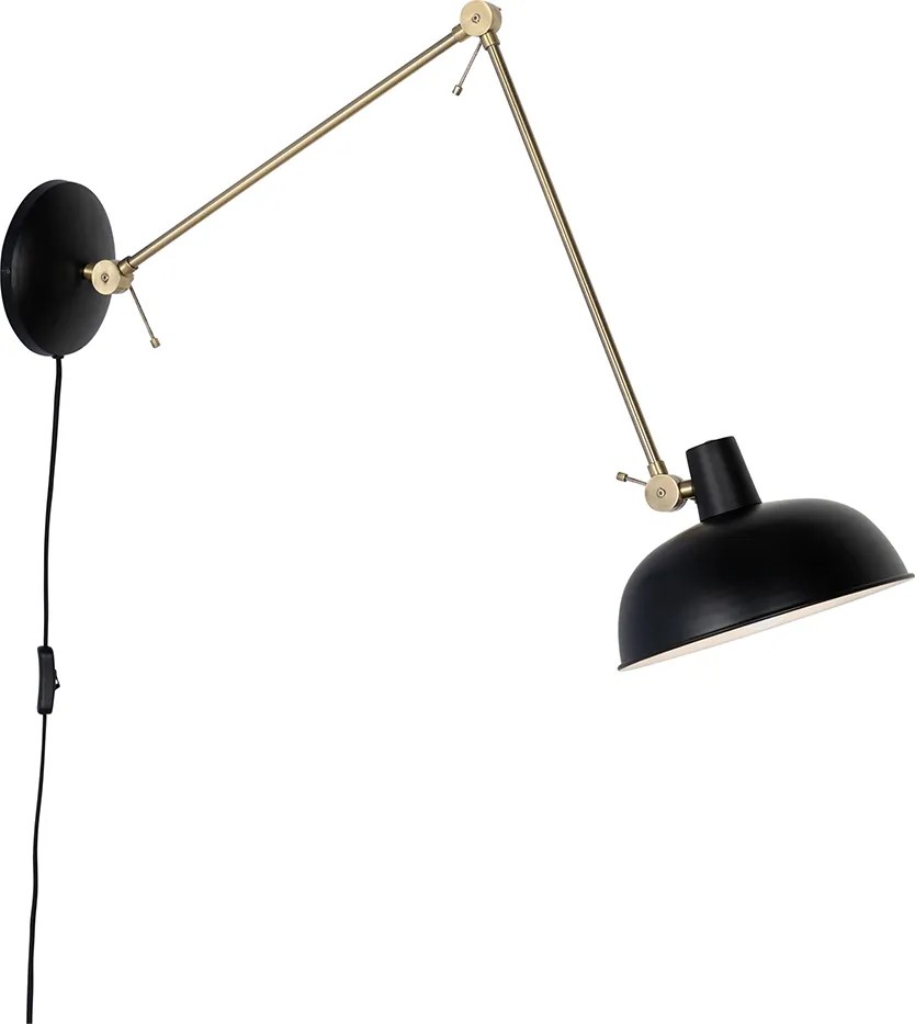 Retro Lampa ścienna czarna z brązem - Milou