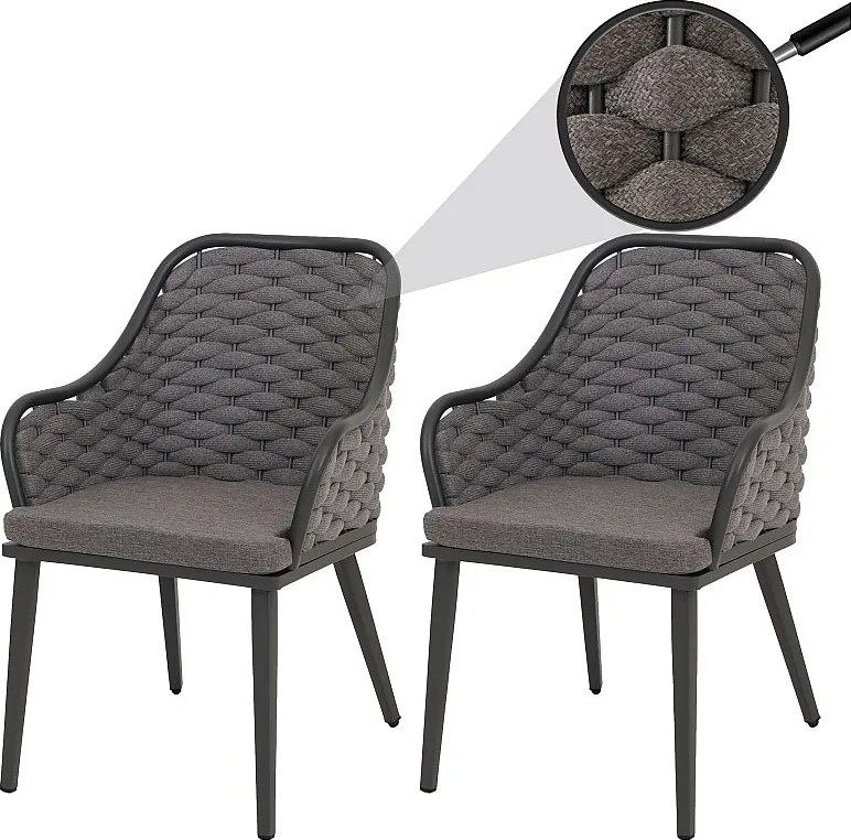 Krzesło ogrodowe MCW-O16 (zestaw 2 sztuk),  antracyt Poduszka ciemnoszara