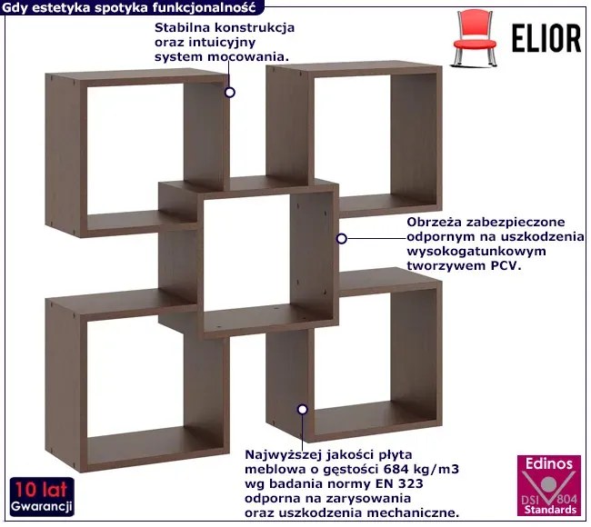 Minimalistyczna półka ścienna w kolorze wenge Dexo 4X