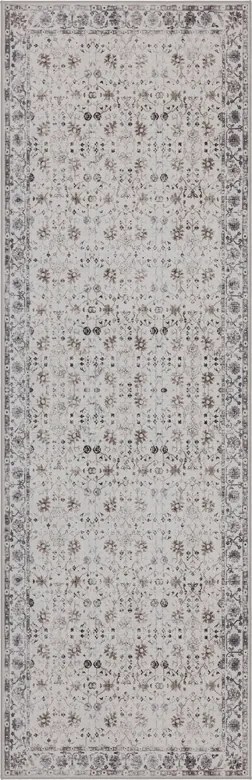 Dywan vintage INKA Floral z Efektem Postarzenia Kremowy 80 cm x 250 cm