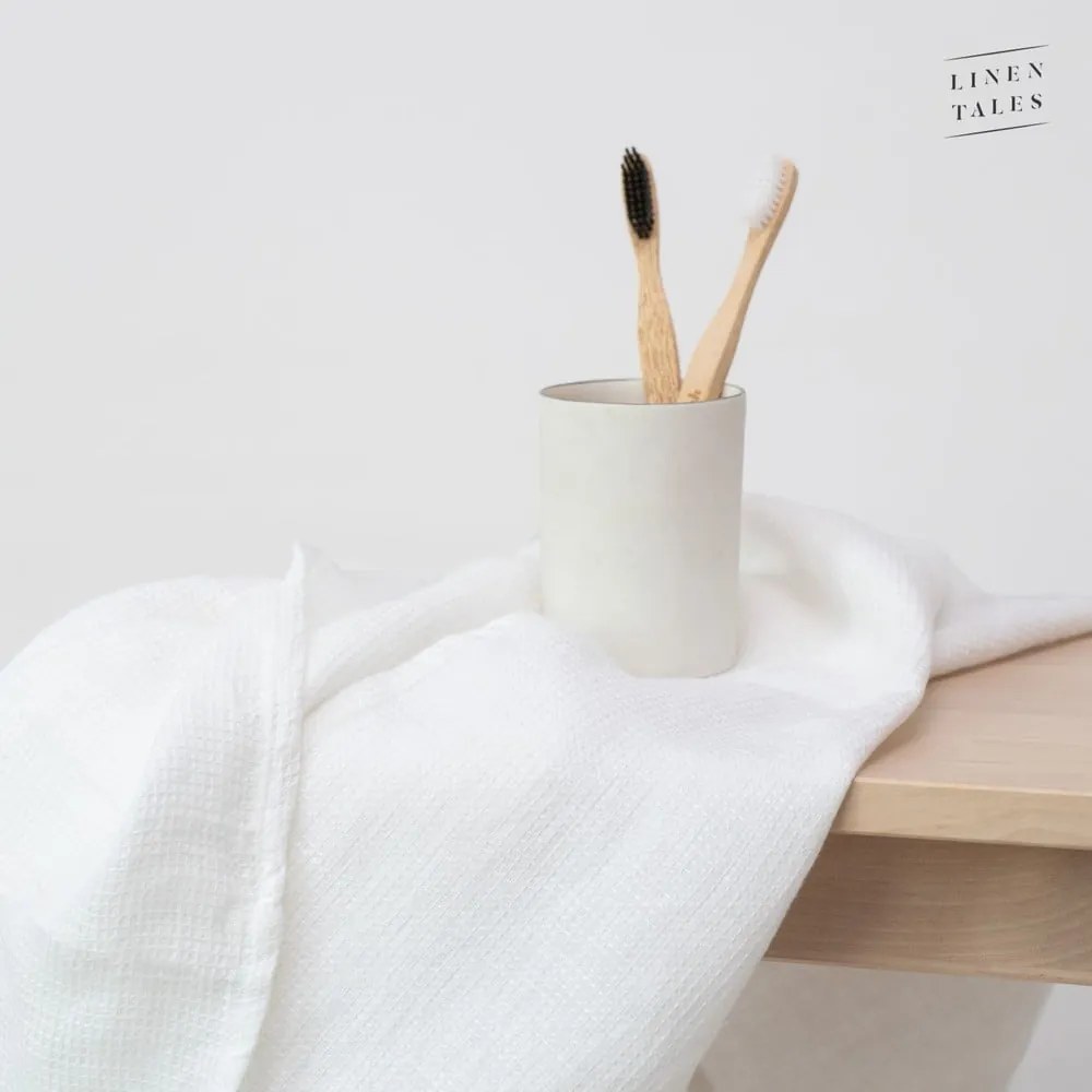 Biały lniany ręcznik 30x30 cm – Linen Tales