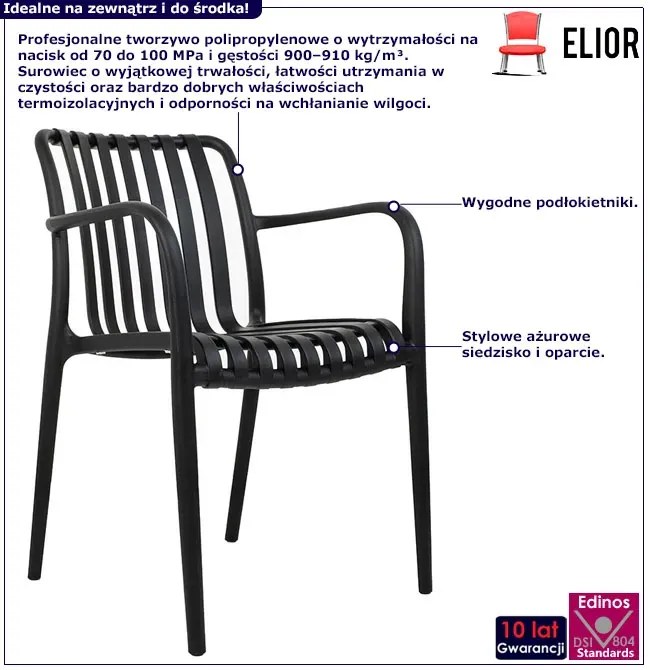 Czarne ażurowe krzesło nowoczesne H4-W23