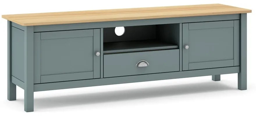 Szarozielona szafka pod TV z litego drewna sosnowego 158x53x40 cm Misti – Marckeric