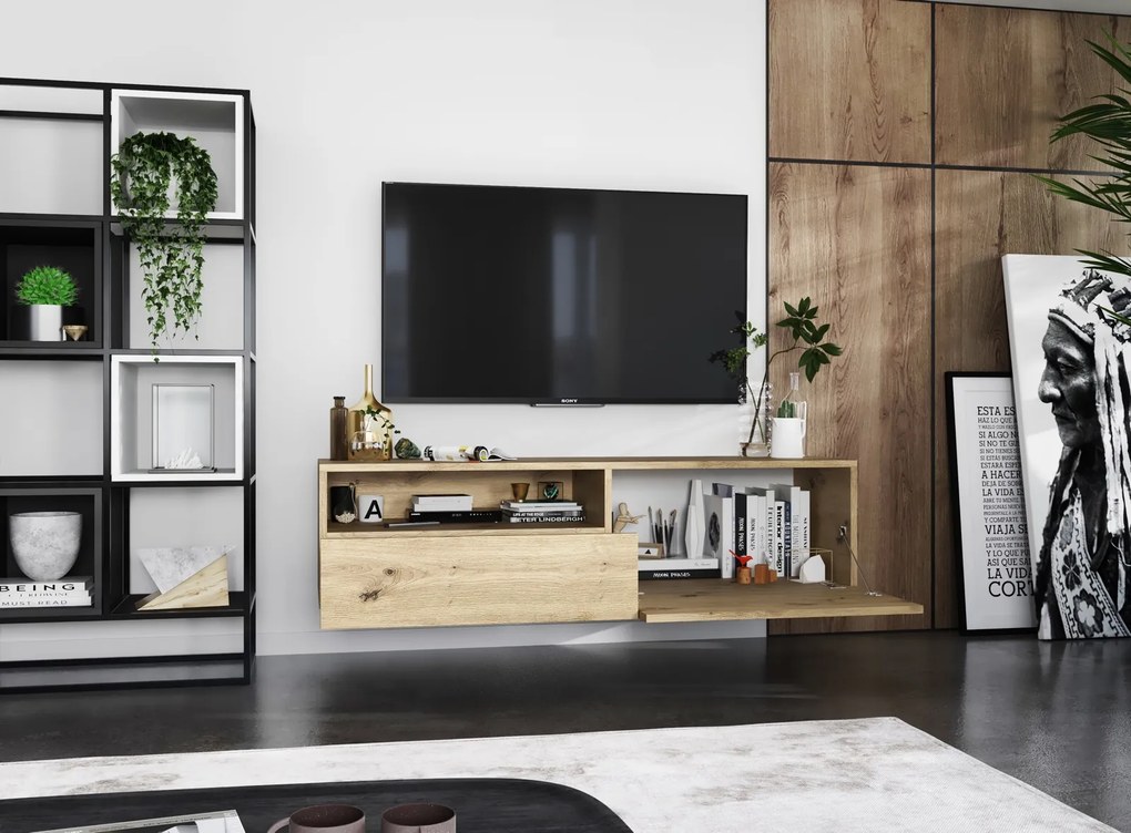 Ścienna szafka RTV z półką i szufladą Enjoy dąb artisan