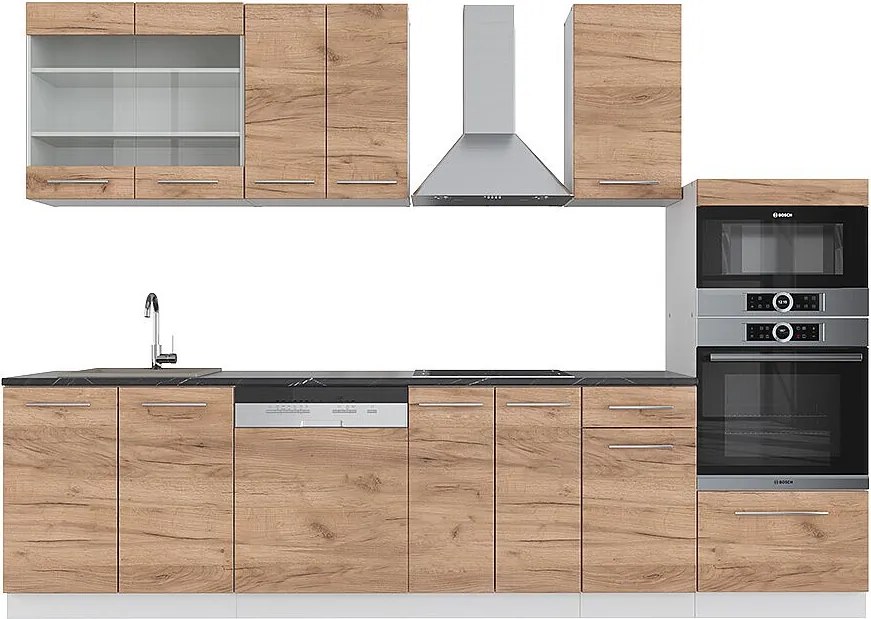 Aneks kuchenny gold power dąb/biały 300x46x81.6 fame-line