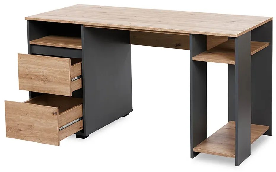 Biurko młodzieżowe DALIA 138cm antracyt/dąb LITTLE SKY