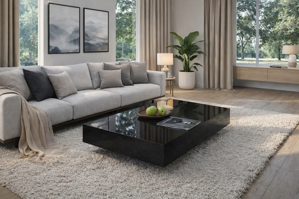 Niski stolik kawowy Pixel 120x60 cm, kolor czarny połysk