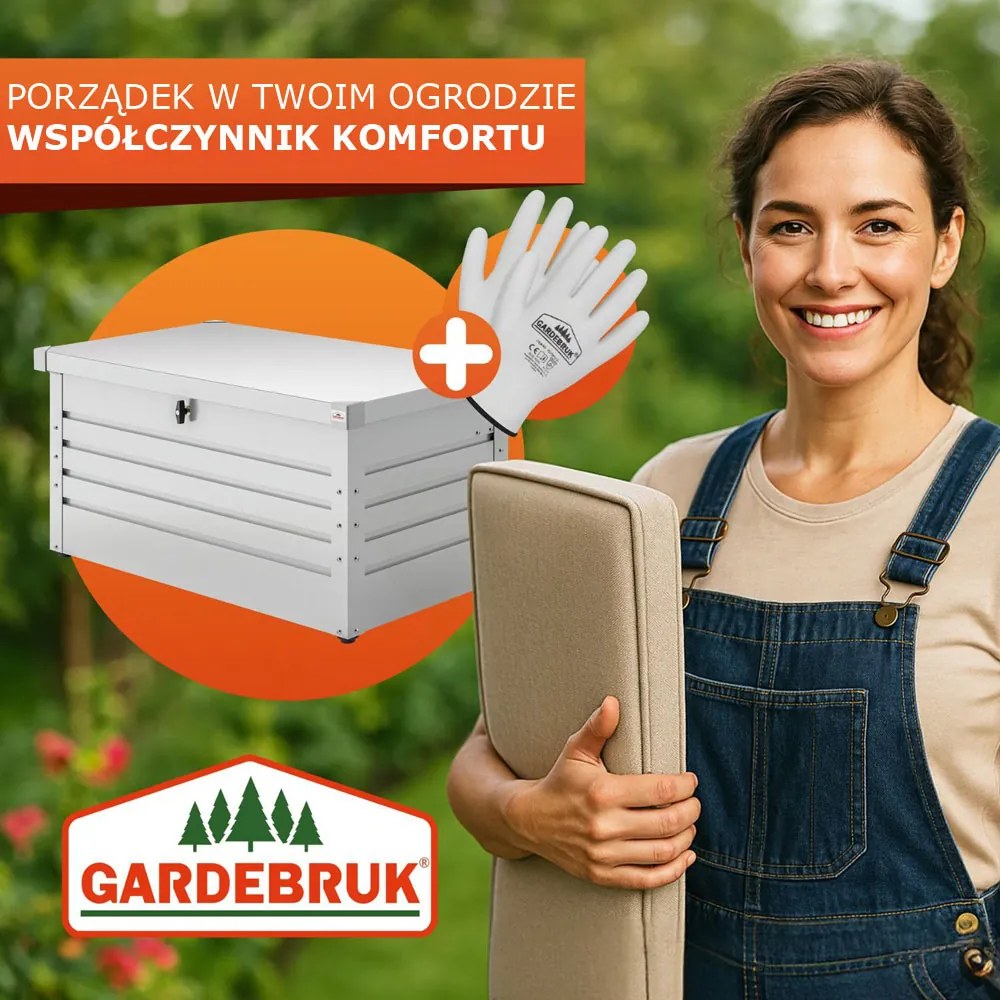 Metalowa skrzynia ogrodowa METALBOX, 385L, 120×62×63cm, szara Gardebruk