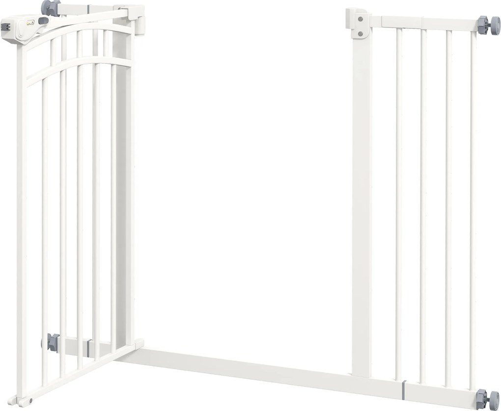 PawHut Bramka schodowa dla psów, z automatycznym zamykaniem, jednoręczne otwieranie, 100 cm x 4 cm x 76 cm, Biały
