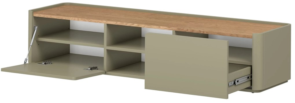 Szafka RTV Elivo 170 cm z szufladą - eukaliptus / dąb baltic dune