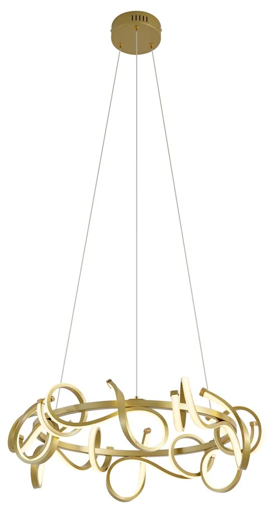 Designerska lampa wisząca złota okrągła z 3-stopniowym ściemnianiem - Krisscross Nowoczesny Oswietlenie wewnetrzne
