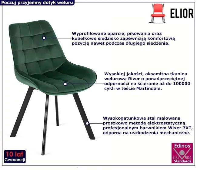 Zielone eleganckie welurowe krzesło - Flommi