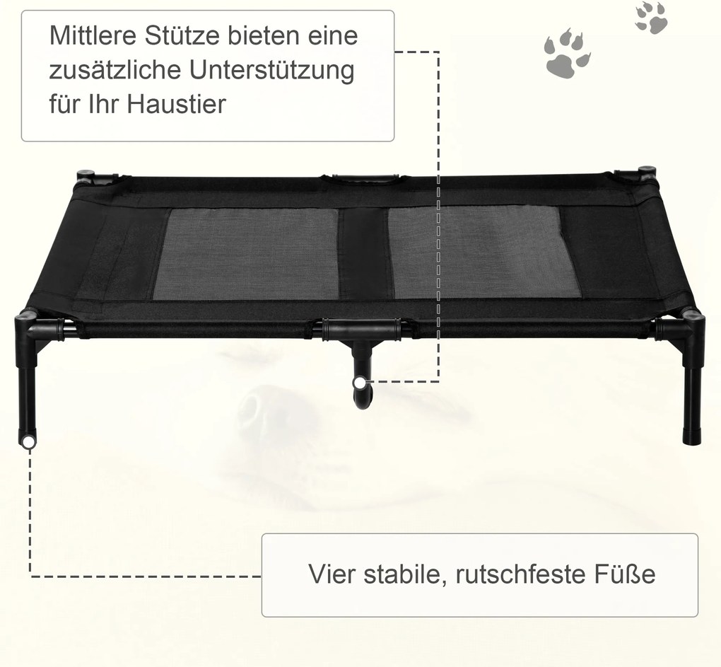 PawHut Lezak dla psow na zewnatrz sofa dla zwierzat miejsce do spania wygodne i trwale szare i czarne | Aosom PL