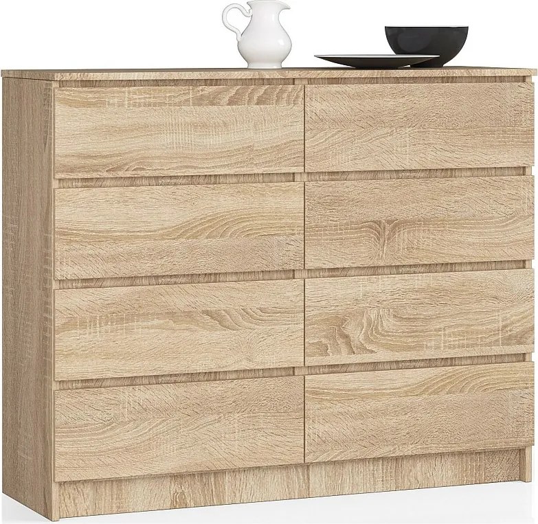 Komoda AKORD K120 Dąb Sonoma 120 cm 8 szuflad kolor Dąb Sonoma mat 120x40x99 cm