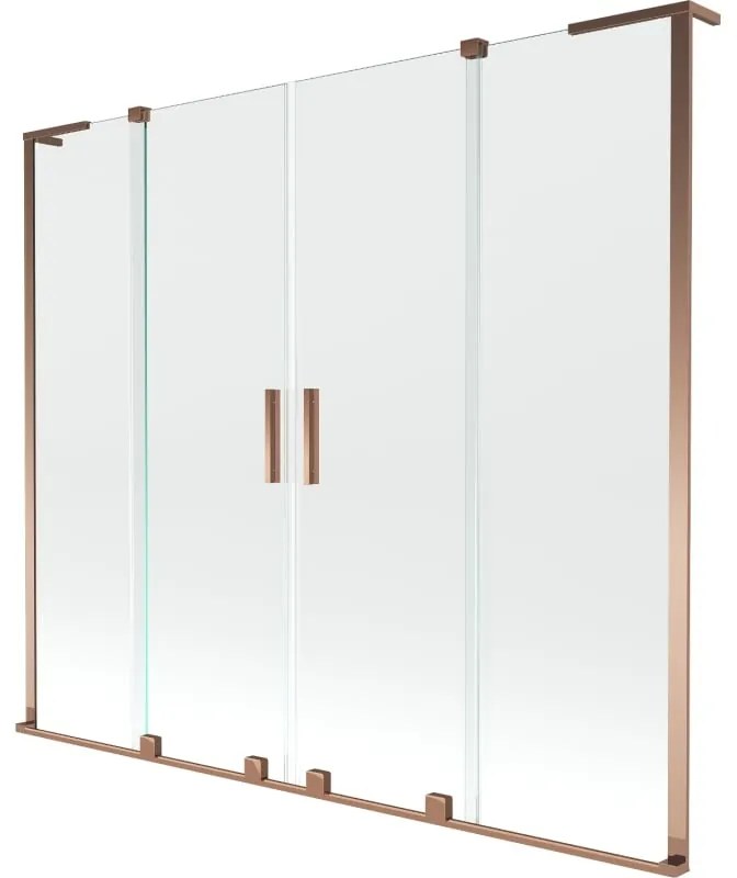 Mexen Velar L Duo parawan nawannowy 2-skrzydłowy rozsuwany 170 x 150 cm, transparent, różowe złoto - 896-170-003-02-60