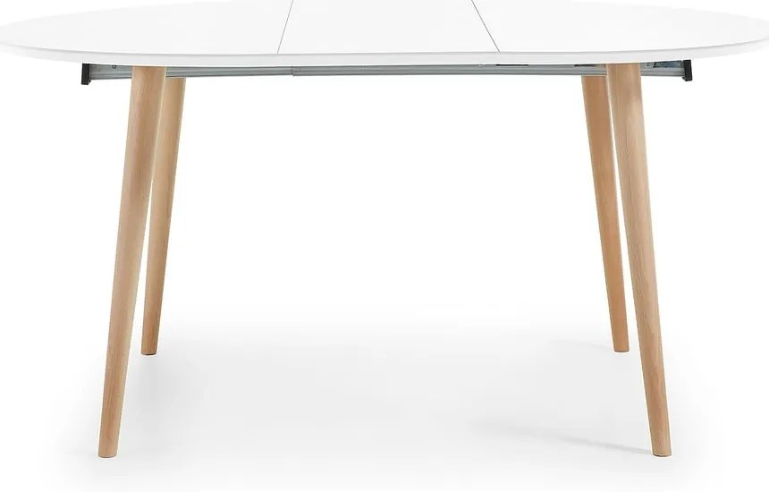 Biały rozkładany stół z białym blatem ø 120 cm Oqui – Kave Home