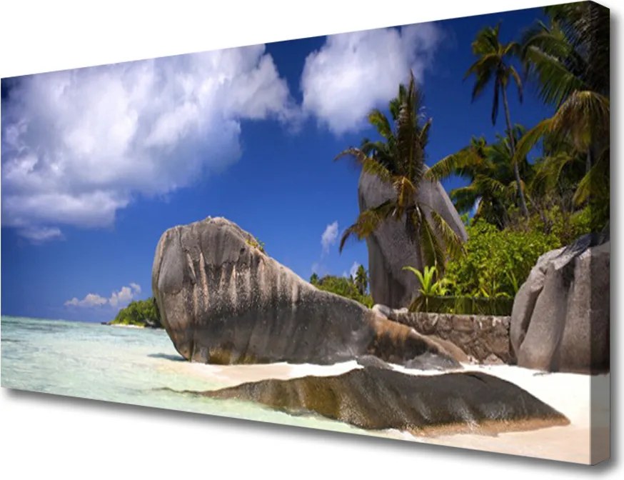 Obraz drukowany na płótnie Piaszczysta Plaża wśród Skał