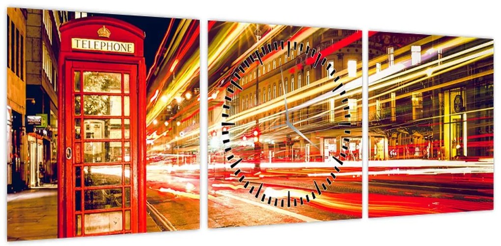 Obraz czerwonej budki telefonicznej w Londynie (z zegarem) (90x30 cm)