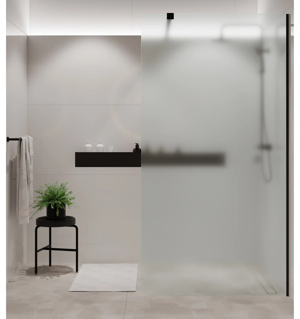 Ścianka prysznicowa Walk-in szkło satynowe matowe 8 mm MOLIS Satin Round MASSI I Różne rozmiary : Kolor profili kabiny - chrom / srebrny, Szerokość ścianki - 100 cm, Typ montażu - WALK in FIX (Do ściany)