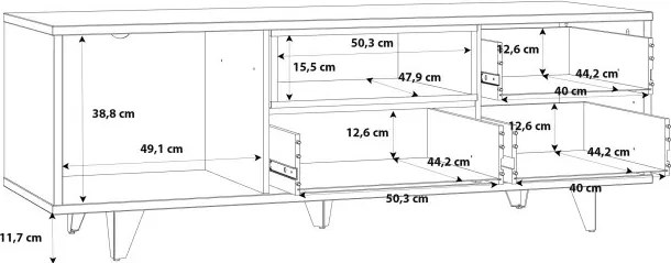 Młodzieżowa szafka RTV Raven 131 dąb artisan/beton