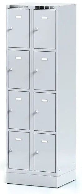 Alfa 3 Szafka skrytkowa S6 na cokole, 8 schowków, 1920 x 600 x 500 mm, zamek obrotowy, drzwi szare