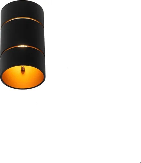 Nowoczesna lampa ścienna czarna ze złotym wnętrzem - Pia