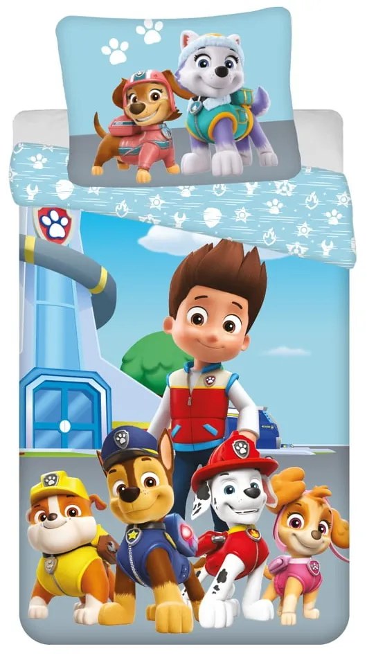 Niebieska bawełniana pościel dziecięca jednoosobowa 140x200 cm Paw Patrol – Jerry Fabrics