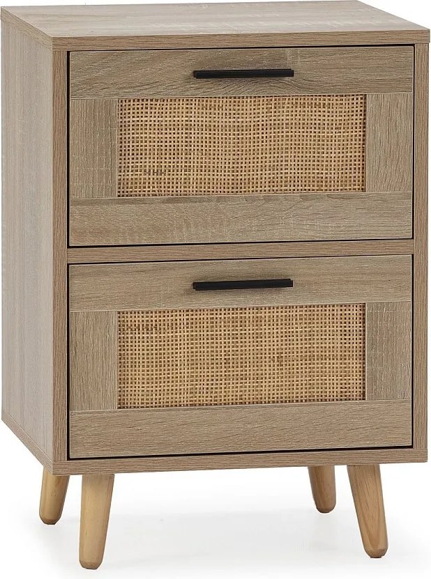 Stolik nocny Dalia z 2 szufladami, kolor dębu, 40 x 34 x 57 cm.