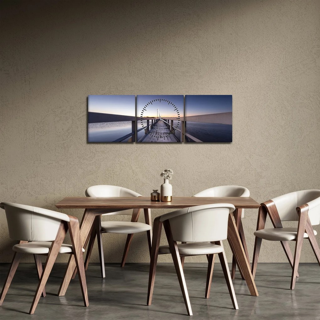 Obraz - Na molo (z zegarem) (90x30 cm)