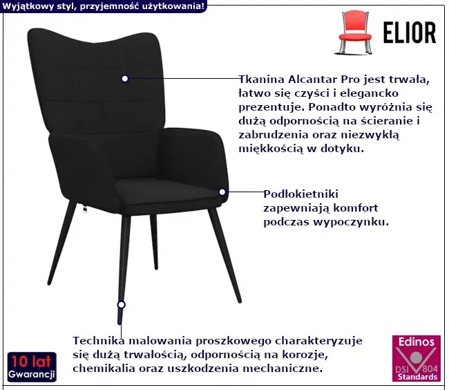 Czarny fotel do salonu - Ofeos