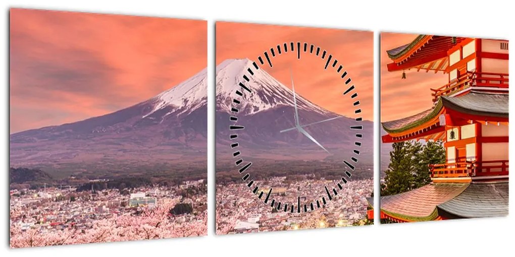 Obraz - Fujiyoshida, Japonia (z zegarem) (90x30 cm)