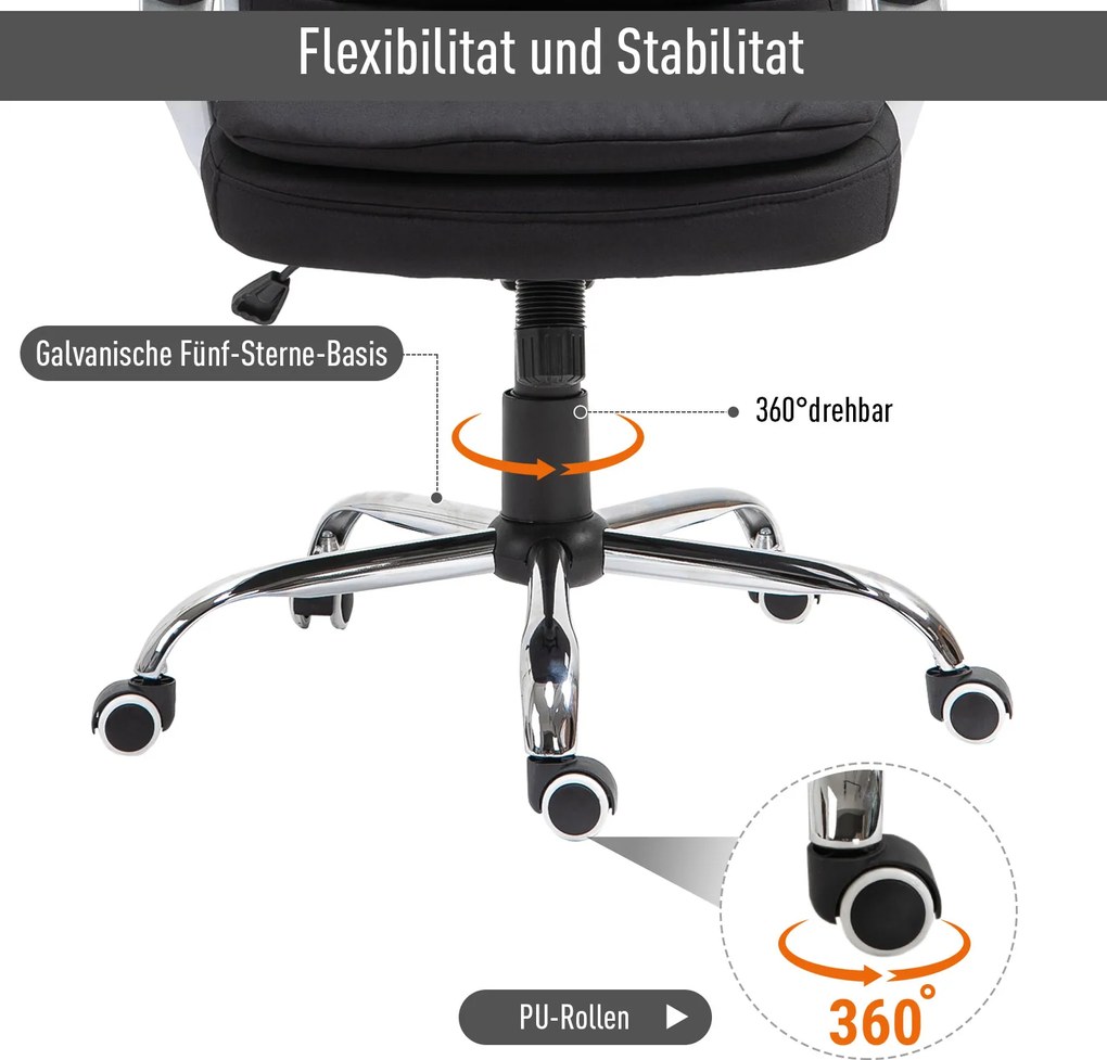 Vinsetto Krzesło Biurowe Funkcja Przechylania Ergonomiczne Obrotowe 360° Regulacja Wysokości 2 Kolory | Aosom PL