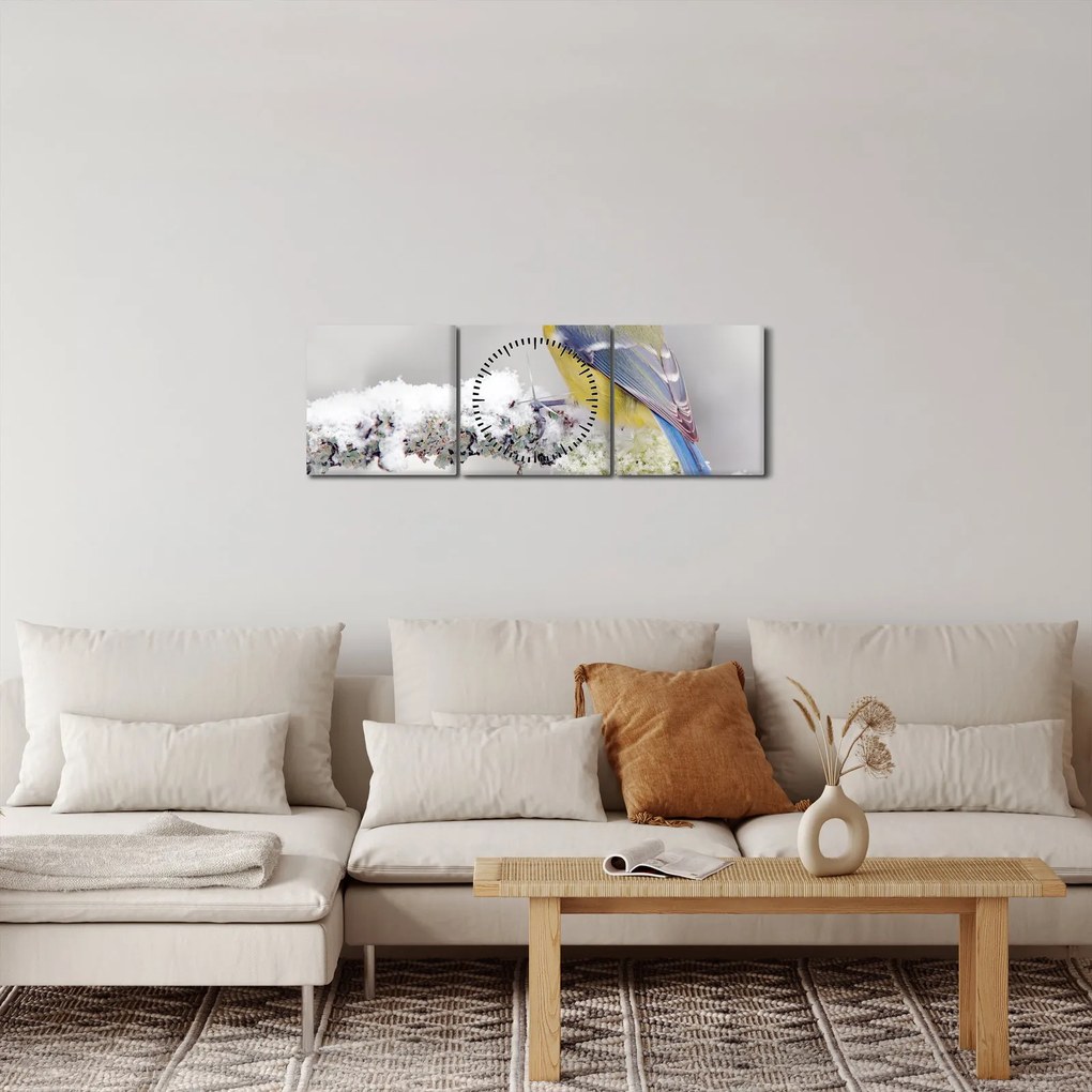 Obraz - Sikorka (z zegarem) (90x30 cm)