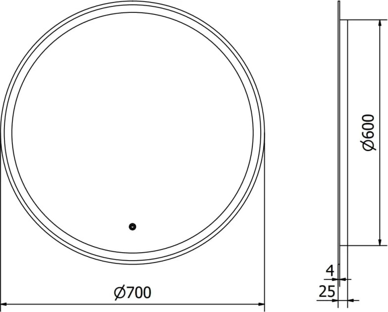 Mexen Gobi lustro łazienkowe podświetlane, okrągłe 70 cm, LED 6000K, antypara - 9801-070-070-611-00