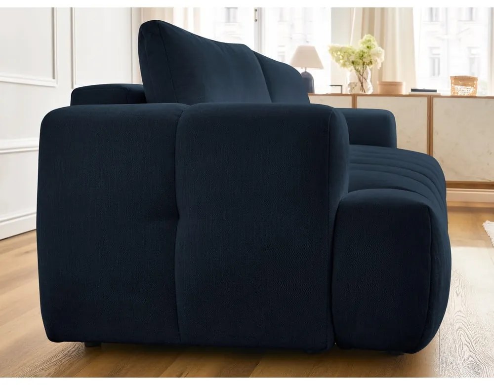 Ciemnoniebieska rozkładana/ze schowkiem sofa 251 cm Fuji – Bobochic Paris