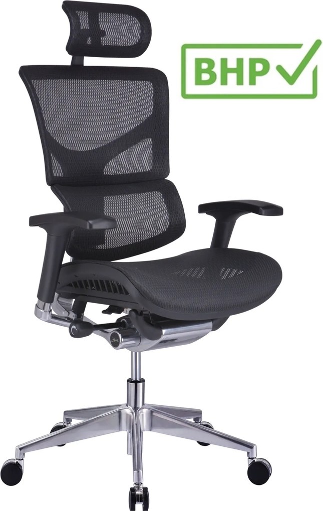 Ergonomiczny fotel biurowy z siateczki ErgoFly Sail Alum, zgodny z normą BHP