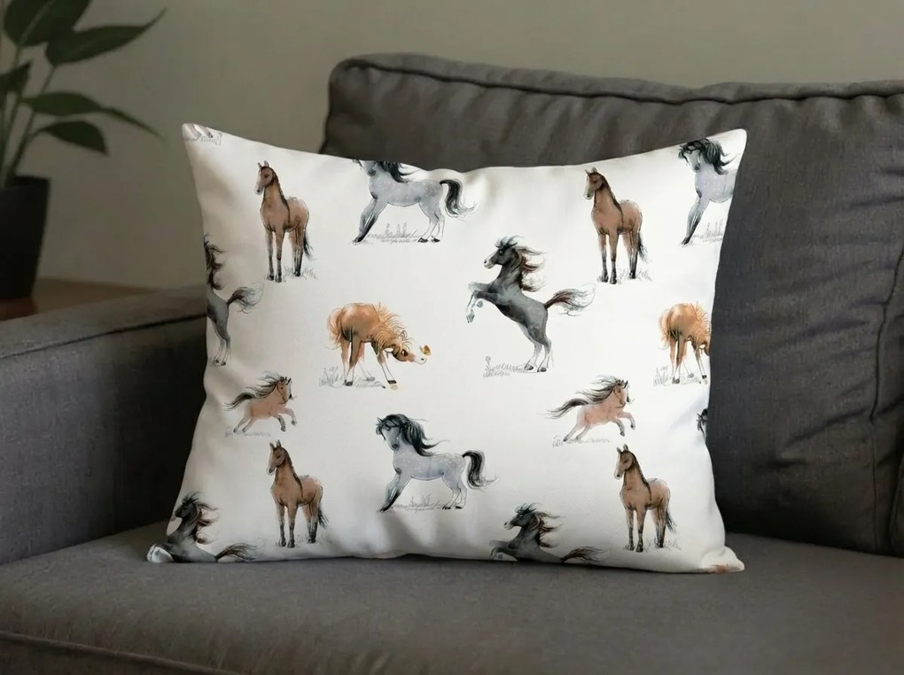 Zestaw 2 szt. dekoracyjnych poszewek na poduszkę HORSE DREAM 40x60 cm, biała