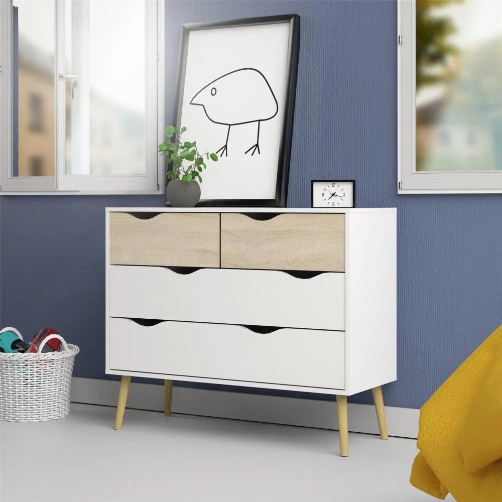 Biała komoda OSLO 75395 z 4 szufladami