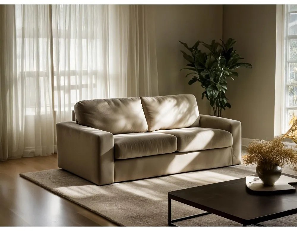 Sztruksowa rozkładana sofa w kolorze khaki 195 cm Nona – Makamii