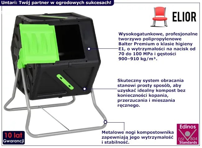 Kompostownik ogrodowy z funkcją obracania 105L - Untari 5X