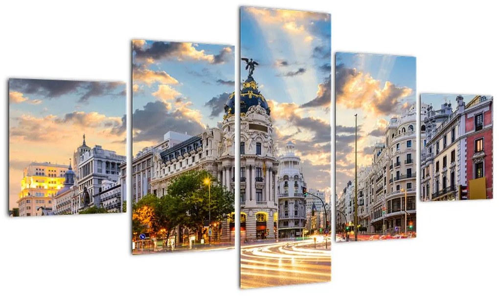 Obraz - Calle Gran Vía, Madryt, Hiszpania (125x70 cm)