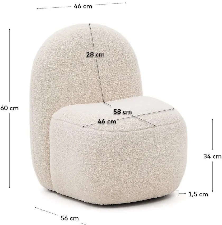 Biały fotel dziecięcy z materiału bouclé Bucky – Kave Home