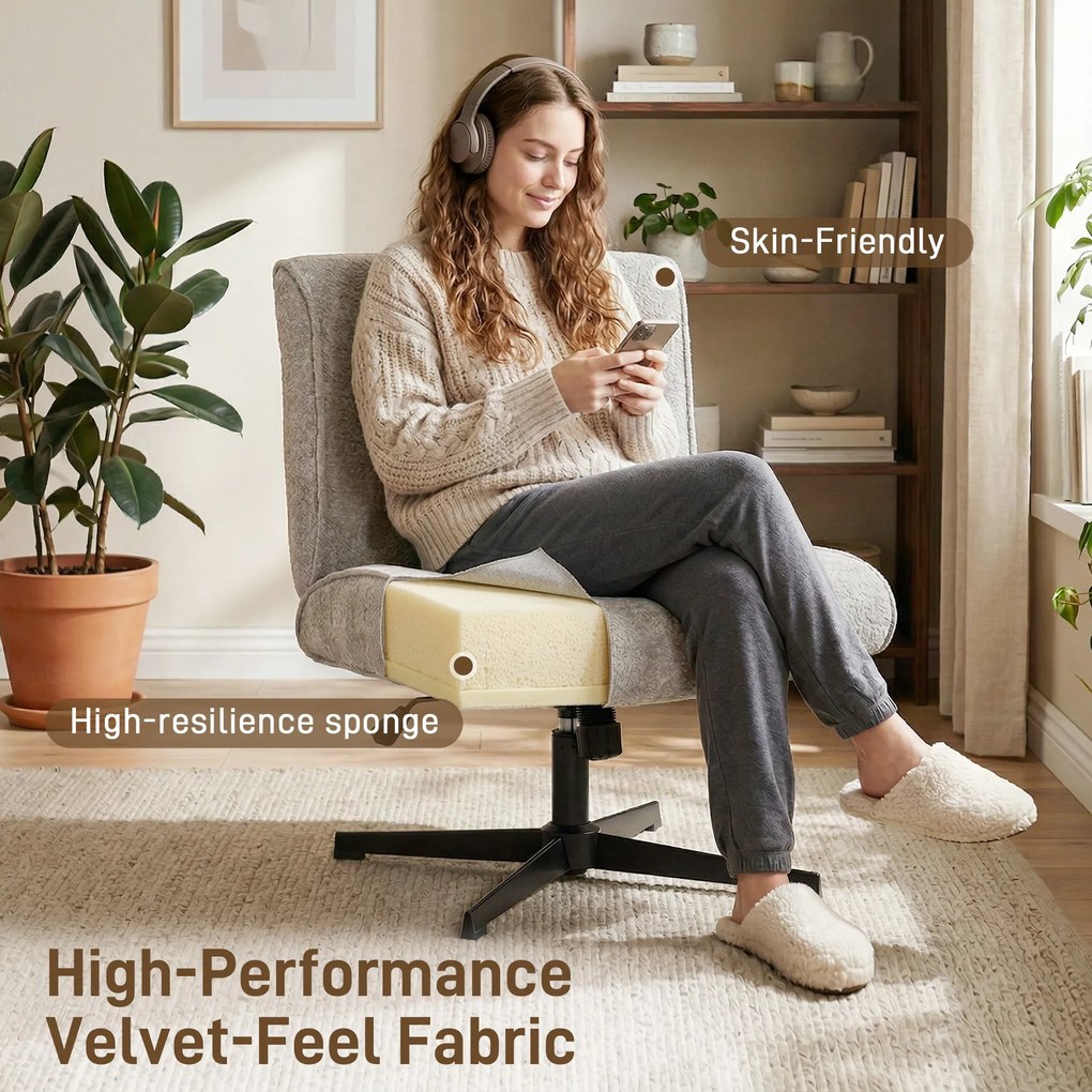 HOMCOM Obrotowy Fotel Akcentowy, Tapicerowany Fotel Lounge z Regulacją Wysokości do Salonu, Biura, Szary | Aosom PL