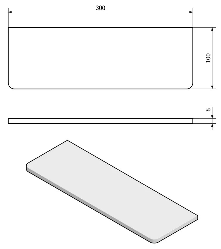 SAPHO 23479 półka 30 x 10 x 0,8 cm, szkło przezroczyste