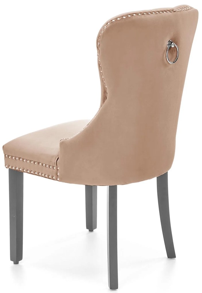 Krzesło tapicerowane czarny/beż welur pikowane kołatka MIYA