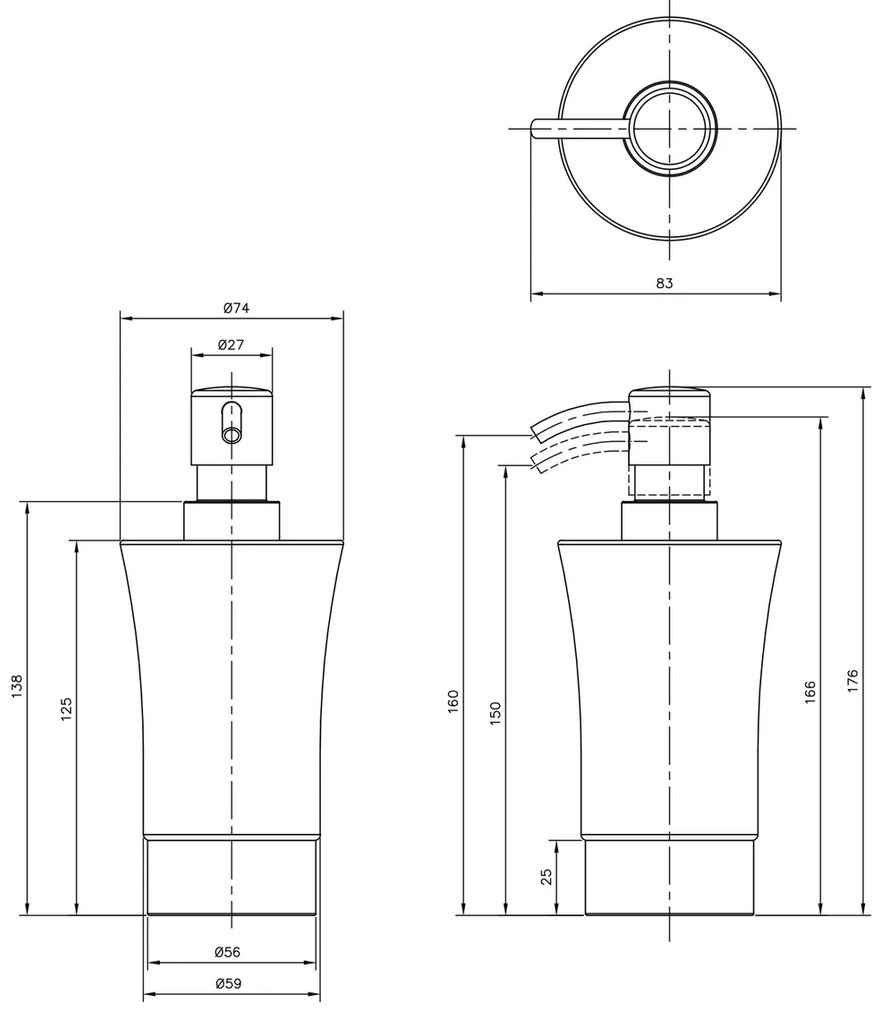 SAPHO 1308-31 Justy dozownik mydła do postawienia,ceramika/stainless steel